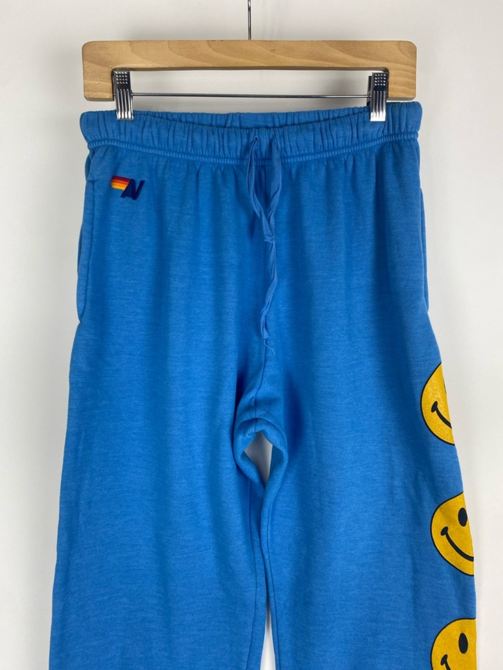 Aviator Nation Womens Size Medium Smiley Happy Face Sweatpants Blue - Picture 2 of 10